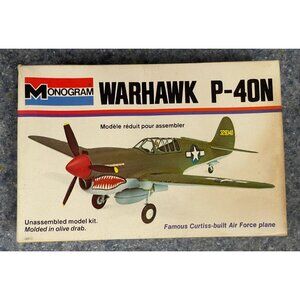 Monogram Warhawk P-40N Kit 6792 Vintage Model Kit  1973